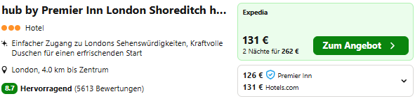 London Hotel Angebot