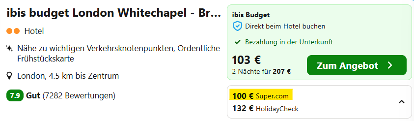 London Hotel Angebot