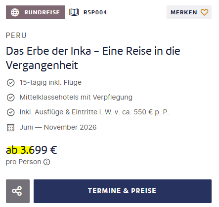 Peru Rundreise Angebot