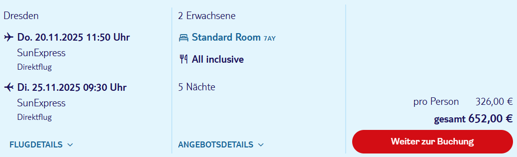 Side Reise Angebot