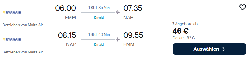 Amalfiküste Kombi Angebot