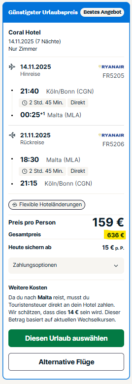 malta familie pauschalangebot