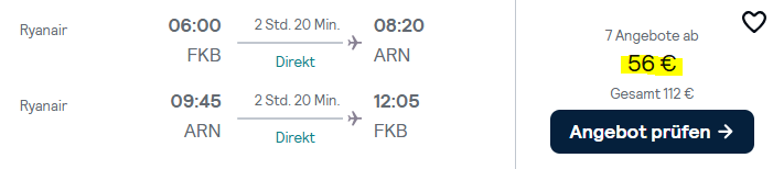 Schweden Flugangebot