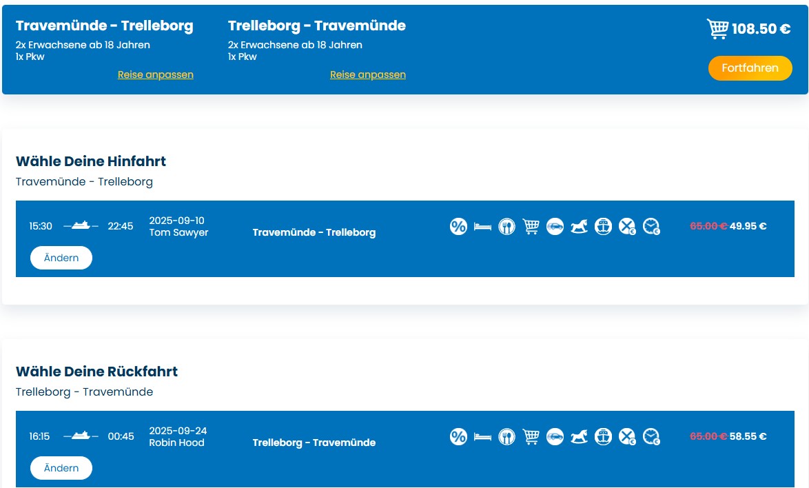TT line Fähre Schnäppchen