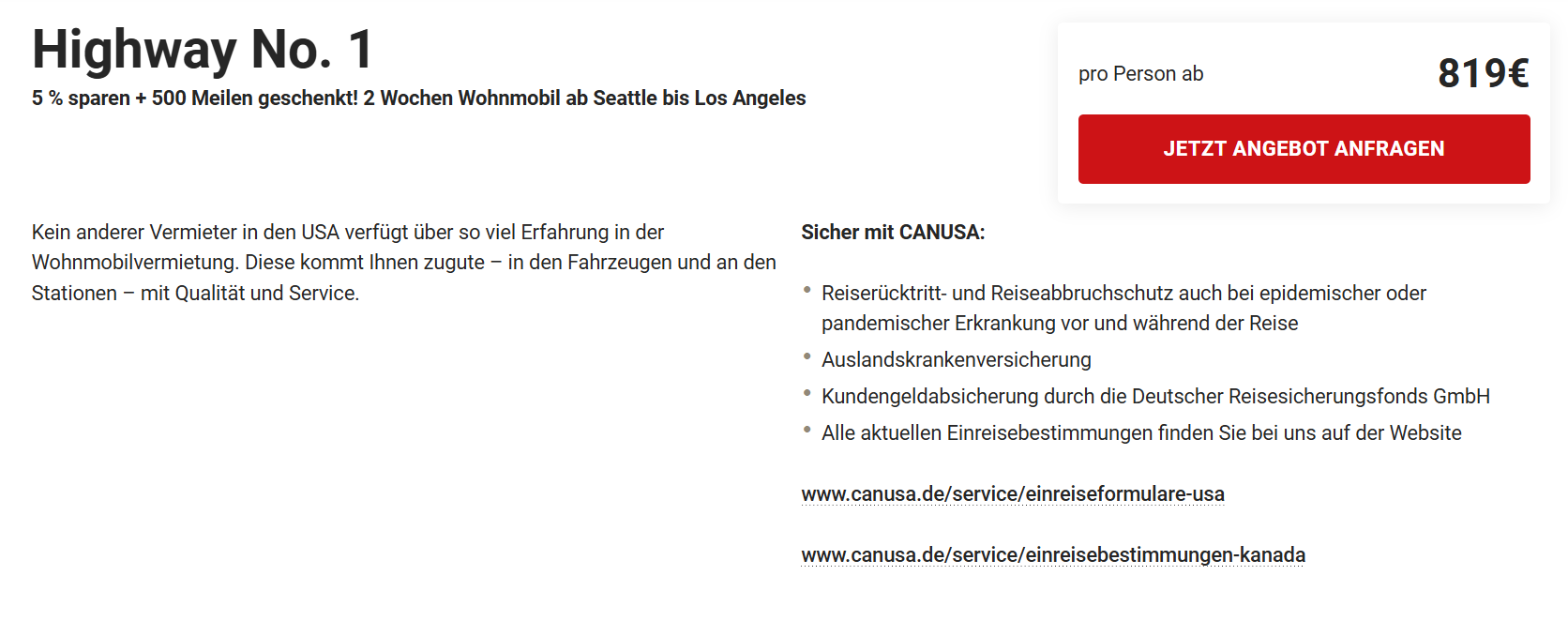 USA Reise Angebot