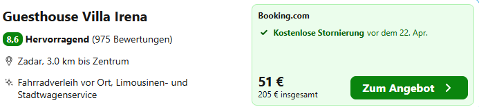Zadar Kombi Angebot