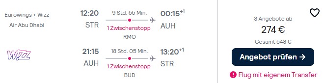 Abu Dhabi Flug Schnäppchen