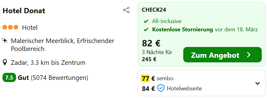 Kroatien Hotel Angebot