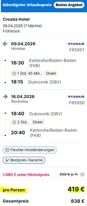 Kroatien Hotelangebot