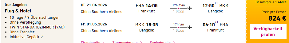 Thailand Pauschalreise Angebot