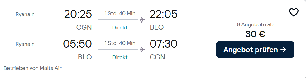 Bologna Flug Angebot