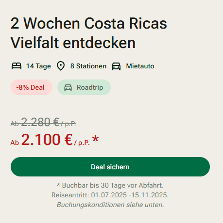 Costa Rica Rundreise Angebot