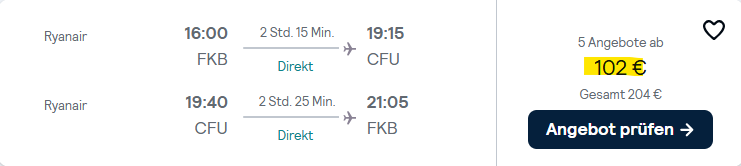 korfu flug angebot