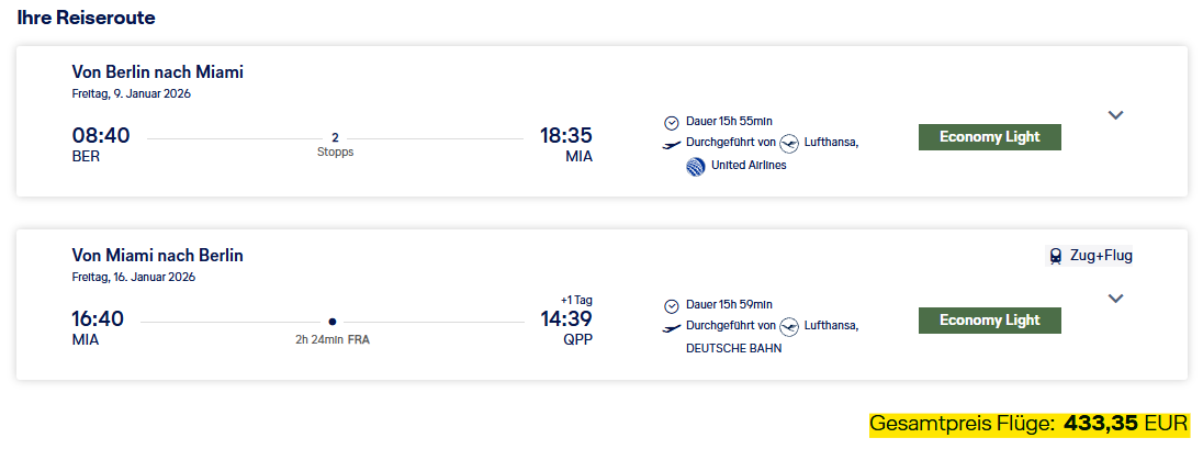 Miami Flug Angebot