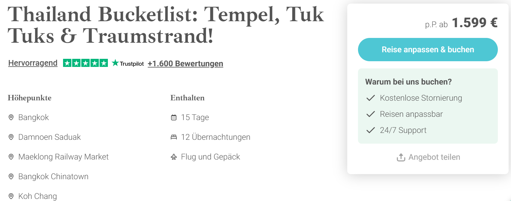 Thailand Rundreise Angebot