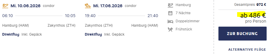Zakynthos Pauschalangebot
