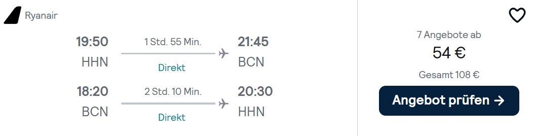 Barcelona Flug combi