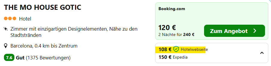 Barcelona Hotel Angebot