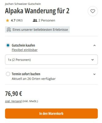 Deutschland Gutschein Alpaka