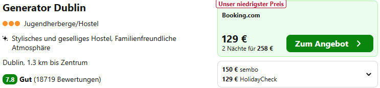 Dublin Hotel Angebot