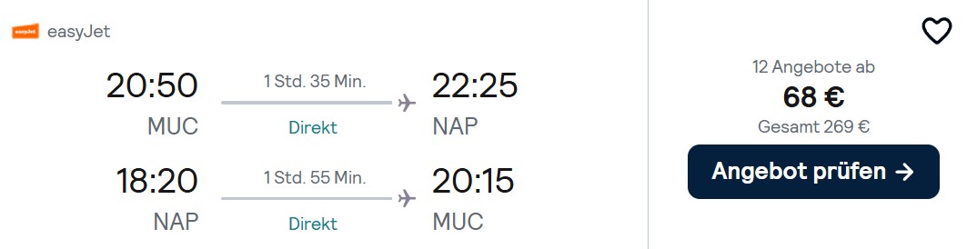 Italien Flug kombi