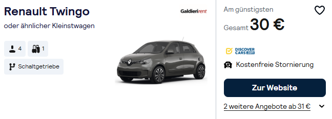 Italien Mietwagen Angebot