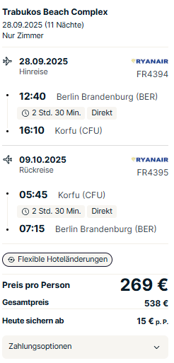 Korfu Reise Angebot