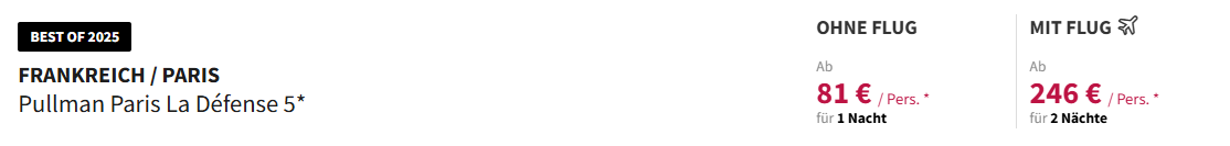 Paris Hotel Angebot