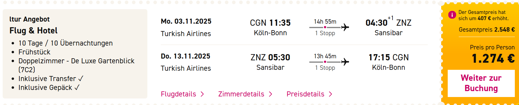 Sansibar Reise Angebot