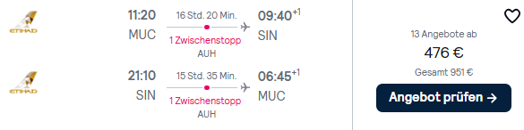 Singapur Flug Angebot