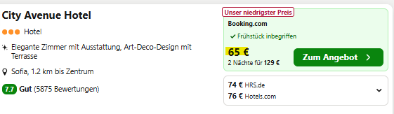 sofia hotel angebot