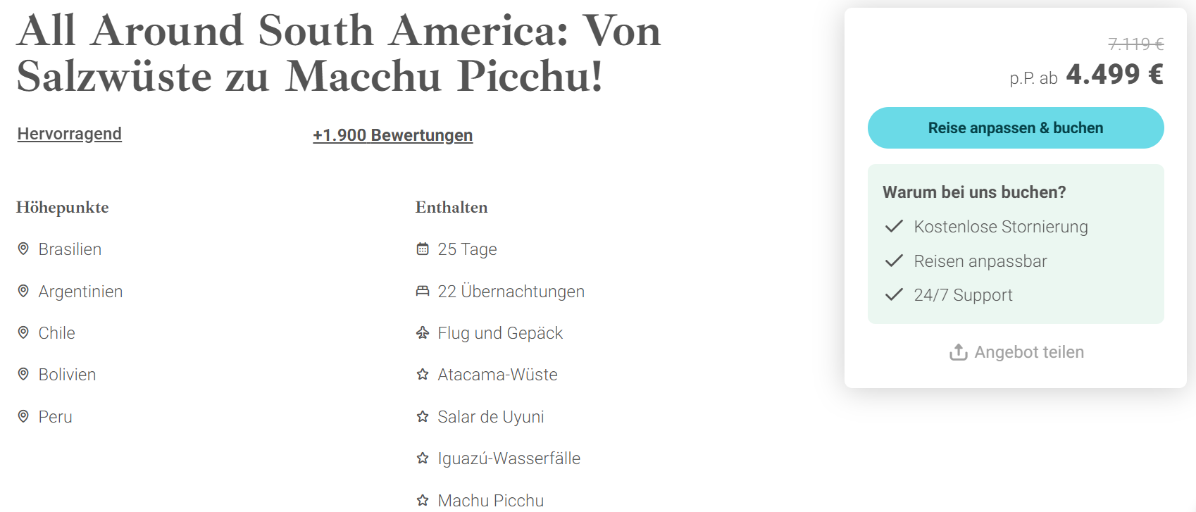 Südamerika Rundreise