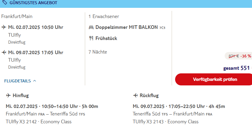 Teneriffa Pauschalangebot