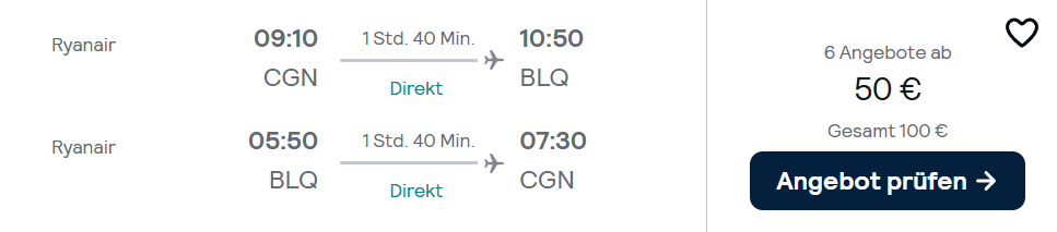 Bologna Flug Angebot