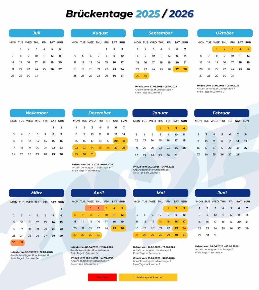  Brückentage 2026: So holt Ihr die meisten Urlaubstage raus Bildidee 