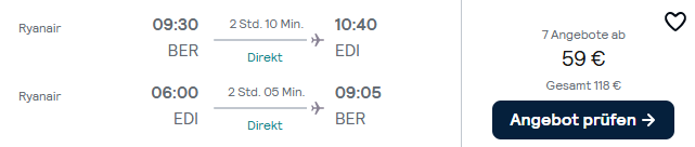 Edinburgh Flug Angebot