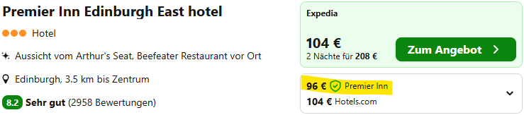 Edinburgh Hotel Angebot