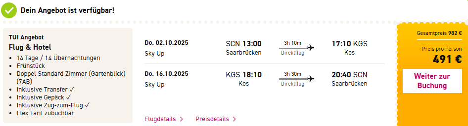 Kos Pauschalangebot