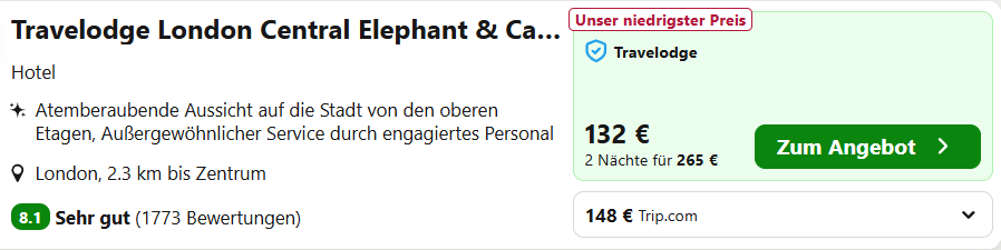 London Hotel Angebot