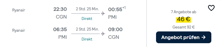 mallorca flug angebot