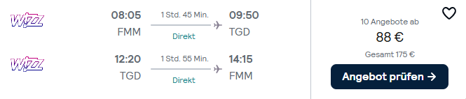 Montenegro Flug Angebot