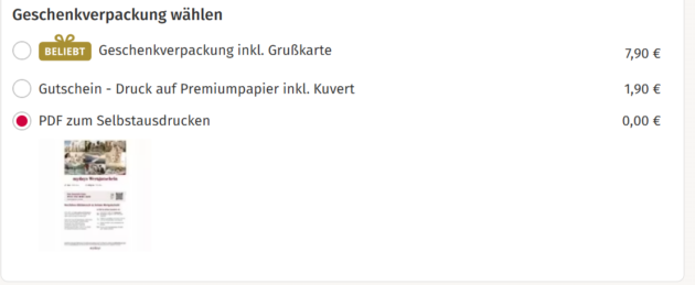 Drei Optionen für Geschenkverpackungen stehen bei mydays zur Verfügung