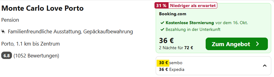 Porto Hotel Angebot