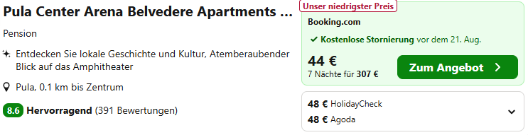 Pula Hotel Angebot