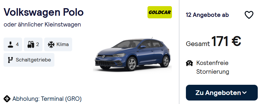Spanien Mietwagen Angebot