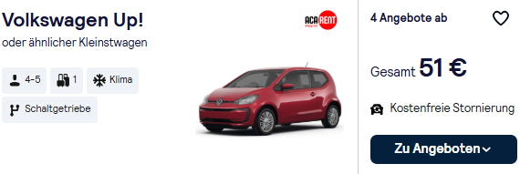 Albanien Mietwagen Angebot