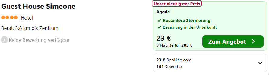 Albanien Hotel Angebot