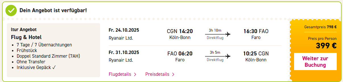 7 Tage Algarve Angebot