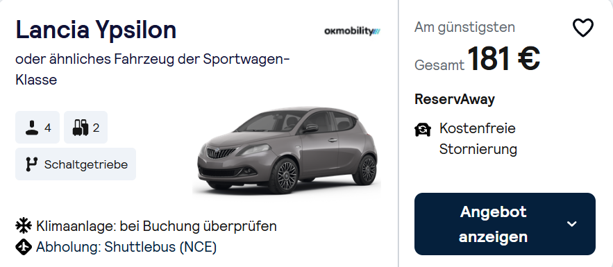 Frankreich Mietwagen Angebot