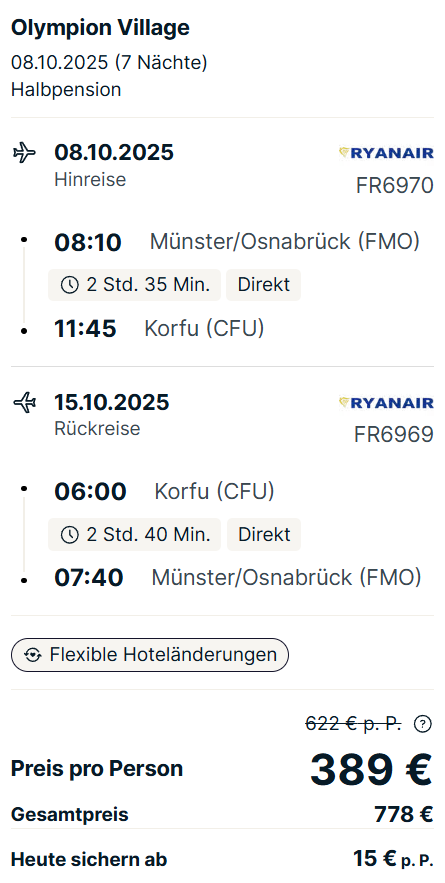 Korfu Reise Angebot